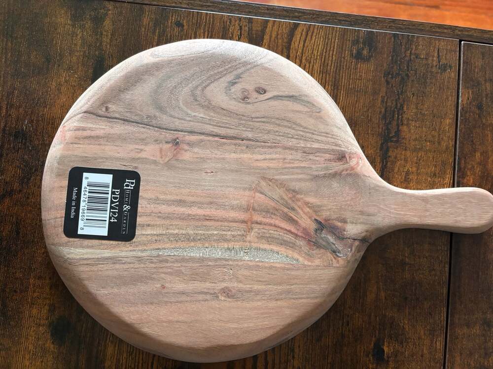 Home&GardenRound Acacia Wood Serving Board wHandle-2 available-price for both - Picture 2 of 2